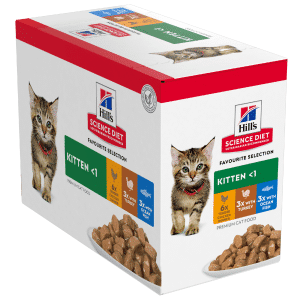 HILLS SCIENCE DIET FELINE KITTEN FAVOURITE SELECTION VARIETY PACK 12 X 85G (BOX)