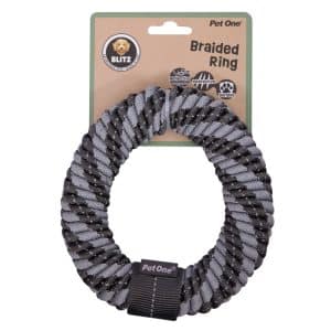 DOG TOY BLITZ BRAIDED RING GREY S