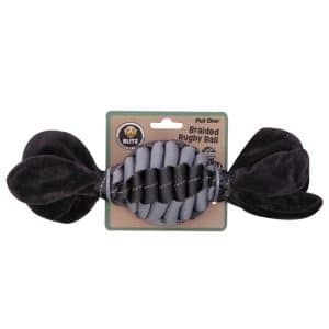 DOG TOY BLITZ BRAIDED RUGBY BALL GREY L