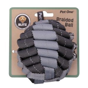 DOG TOY BLITZ BRAIDED BALL GREY M