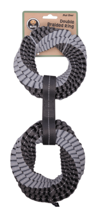 DOG TOY BLITZ DOUBLE BRAIDED RING GREY
